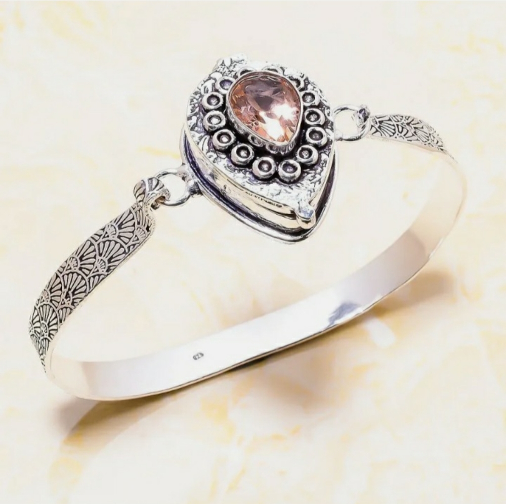 Morganite Gemstone Cuff Bracelet